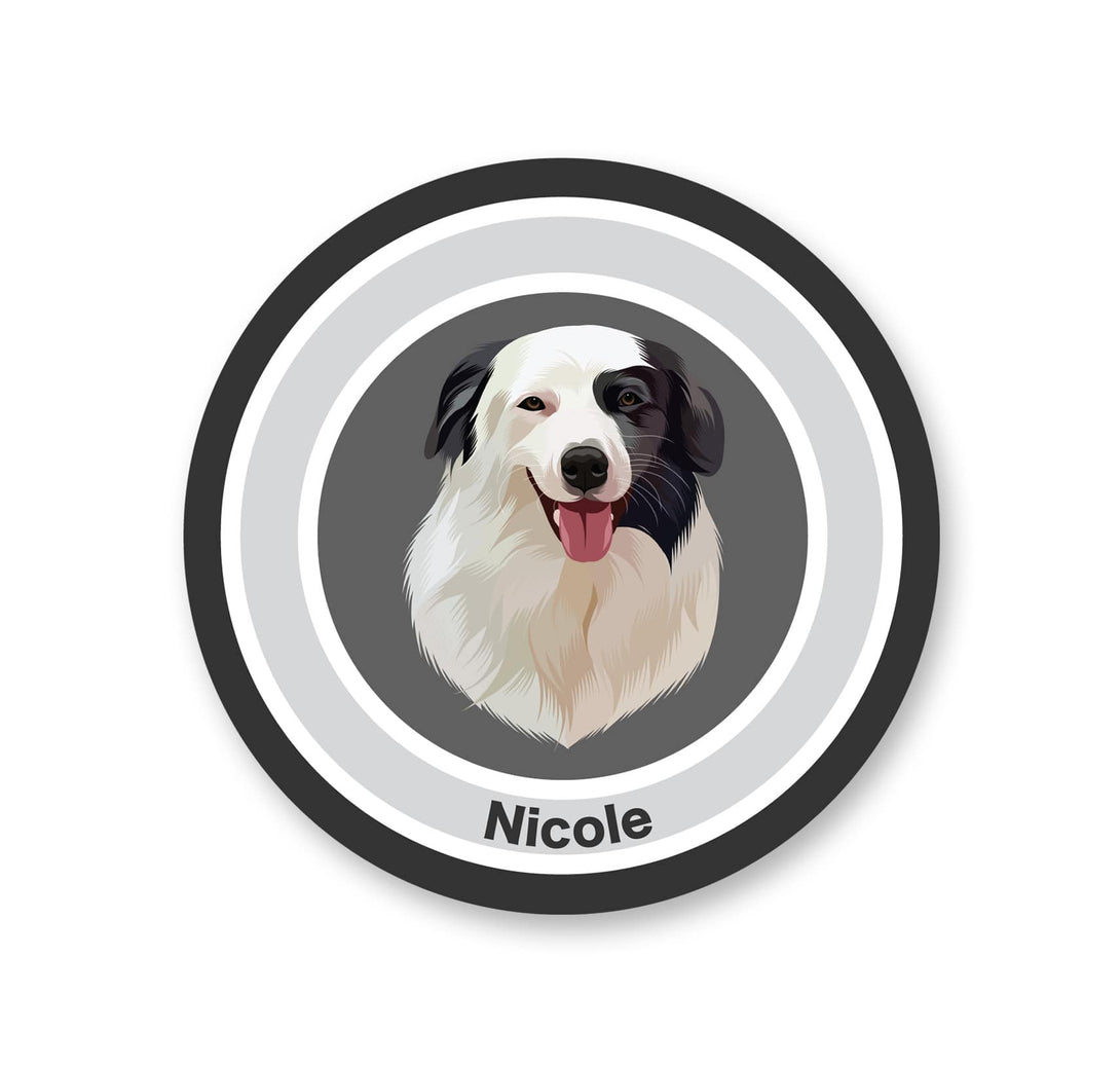 personalized custom black double rounds rug featuring portrait of pet, perfect for pet lovers