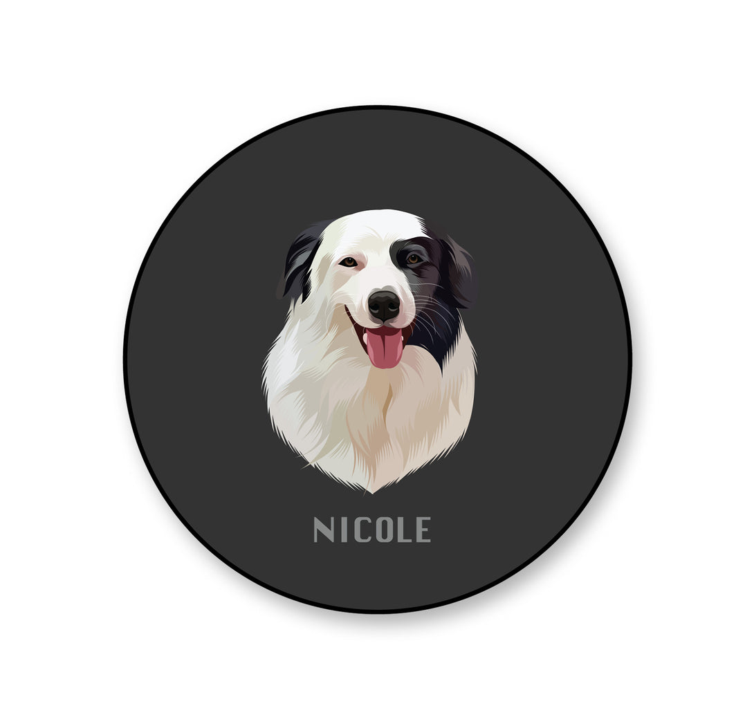 personalized custom black rug featuring portrait of pet, perfect for pet lovers.