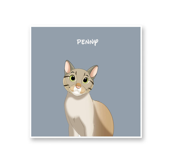 personalized custom blue square rug featuring cartoon portrait of pet, perfect for pet lovers
