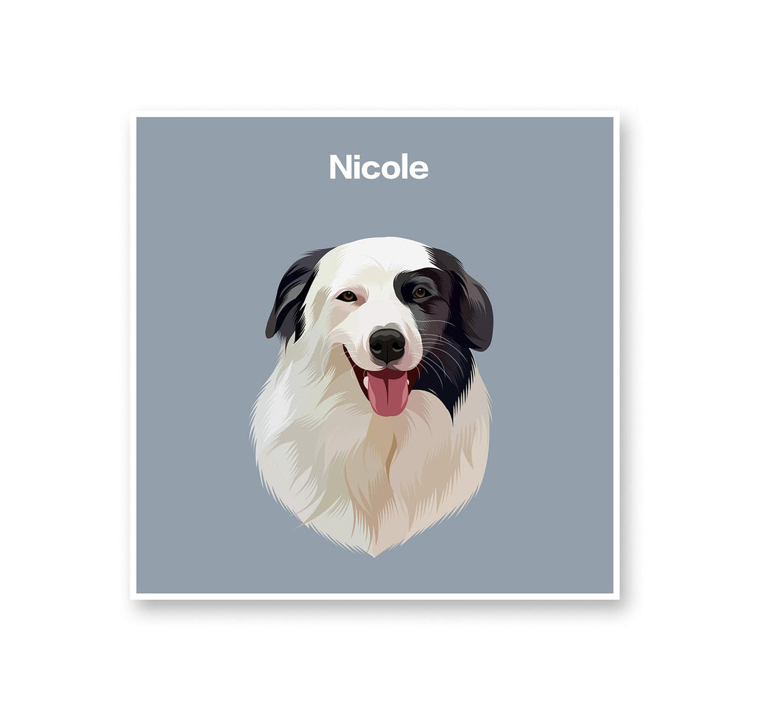 Custom blue square pet rug featuring your pet portraits, personalized home decor for pet lovers. 