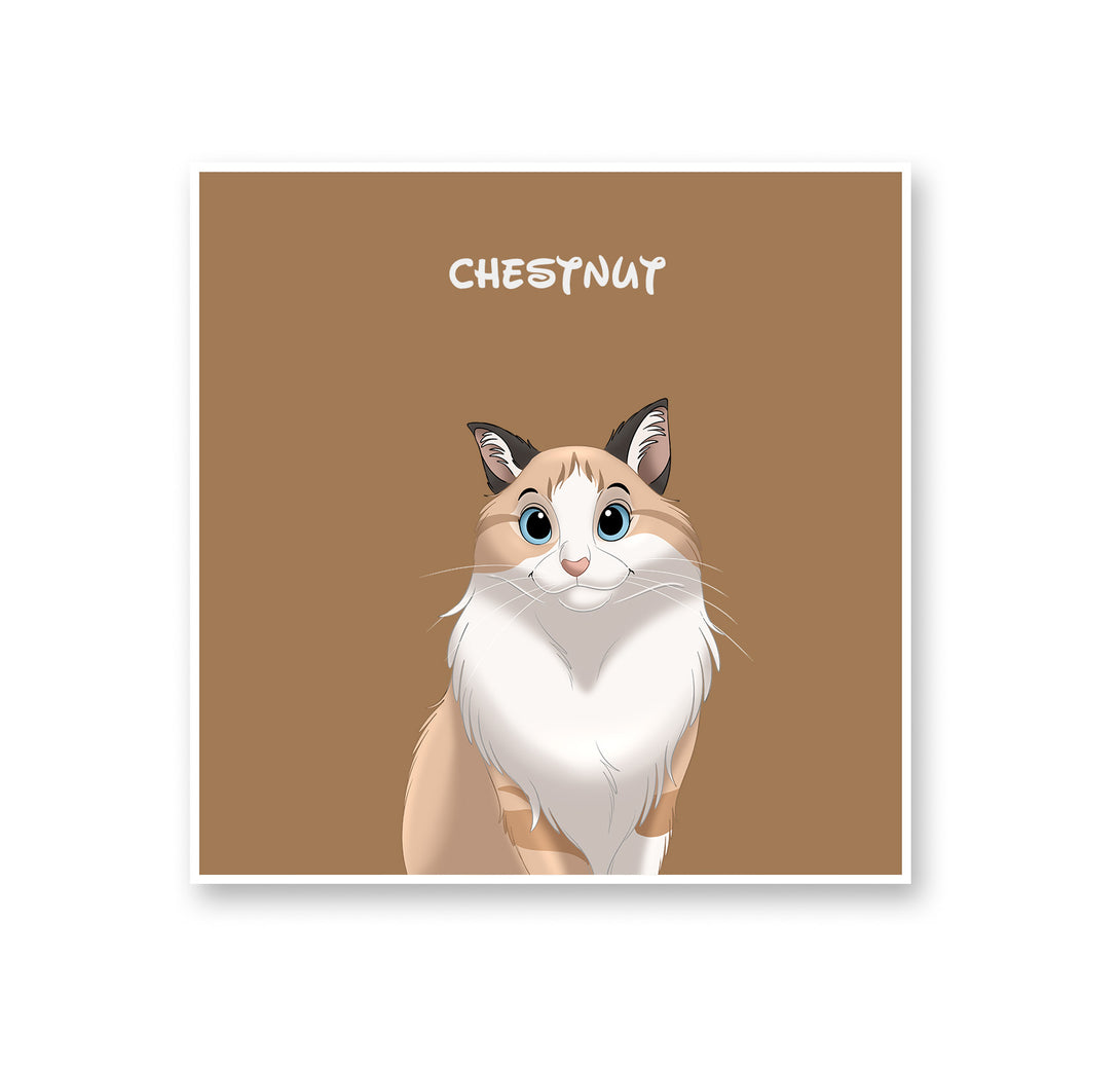personalized custom brown square rug featuring cartoon portrait of pet, perfect for pet lovers