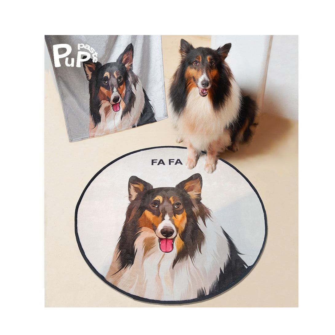 personalized custom rugs featuring portraits of pet, perfect for pet lovers.