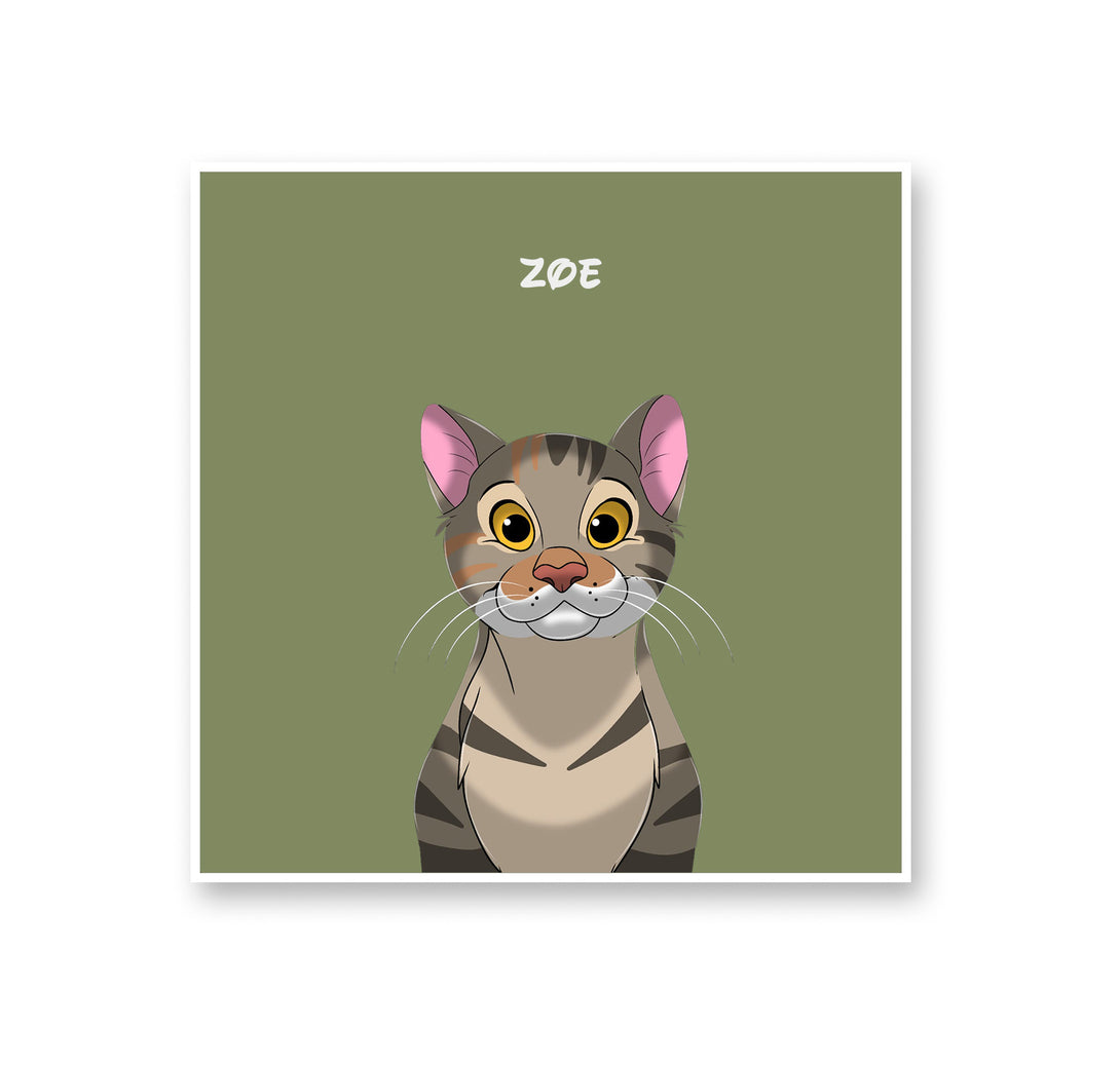 personalized custom green square rug featuring cartoon portrait of pet, perfect for pet lovers