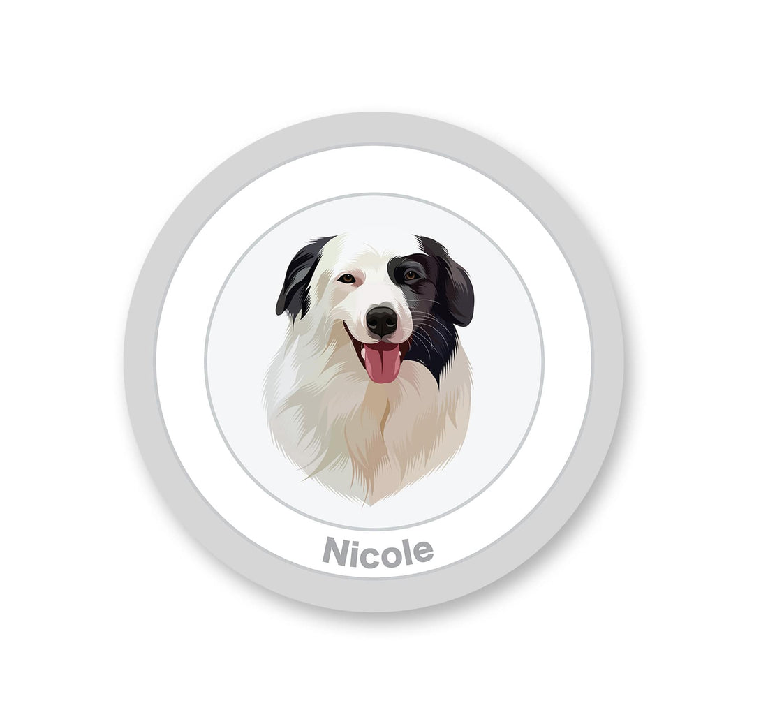 personalized custom grey double rounds rug featuring portrait of pet, perfect for pet lovers