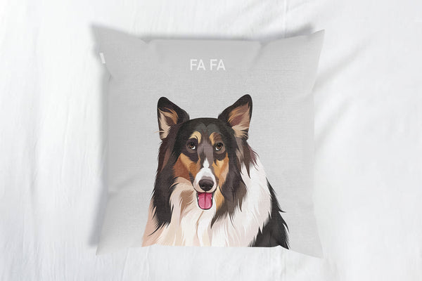 personalized custom lightgrey throw pillow featuring portrait of pet, perfect for pet lovers