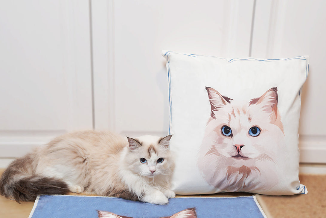 personalized custom throw pillow featuring portrait of your pets, perfect for pet lovers