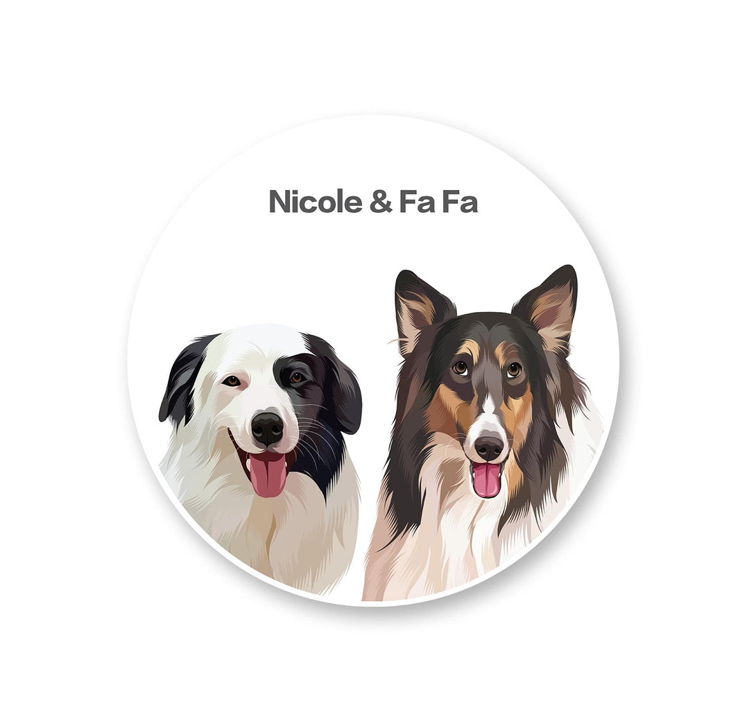 personalized custom pure white rug featuring portrait of two pets, perfect for pet lovers