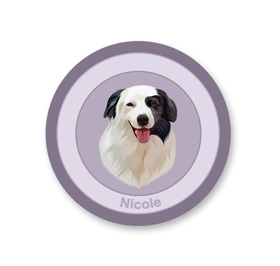 personalized custom purple double rounds rug featuring portrait of pet, perfect for pet lovers