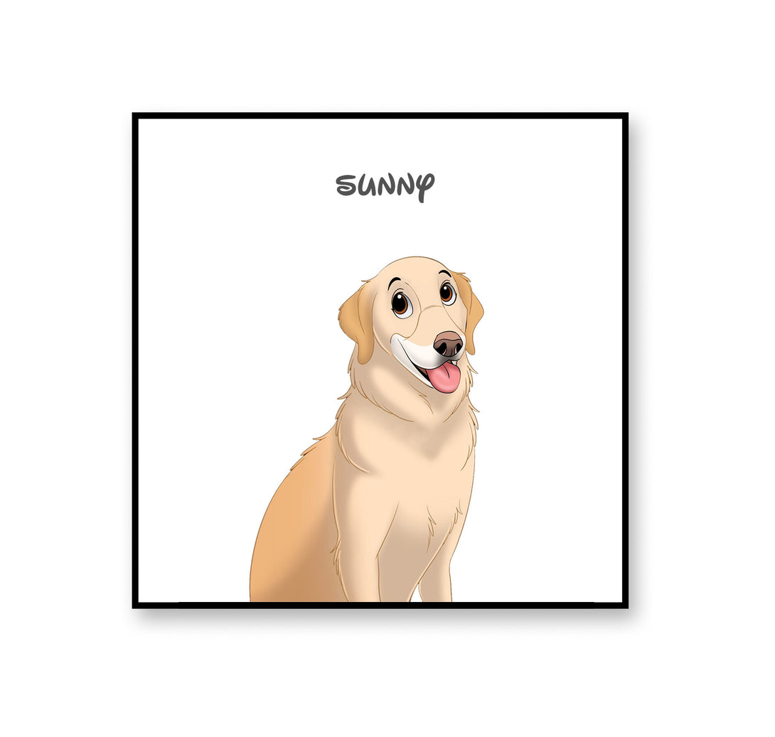 personalized custom white square rug featuring cartoon portrait of pet, perfect for pet lovers