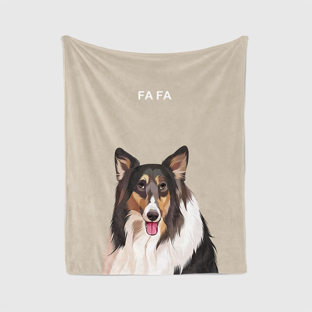 personalized custom yellow blanket featuring portrait of pet, perfect for pet lovers. 